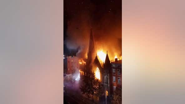 Predawn fire guts old church housing New York's Liberty Bell