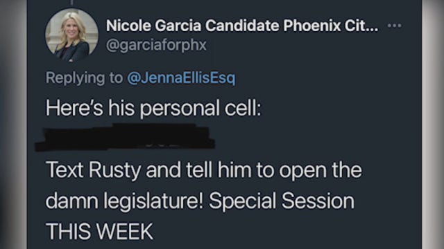 Phone number of Arizona Speaker of the House posted to Twitter by Phoenix City Council candidate
