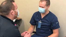 EMS worker proposes to nurse during COVID-19 vaccine appointment