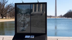 Shattered glass installation in DC dedicated to Kamala Harris