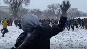 Epic snowball fight breaks out on National Mall after DC's first big snowfall in years