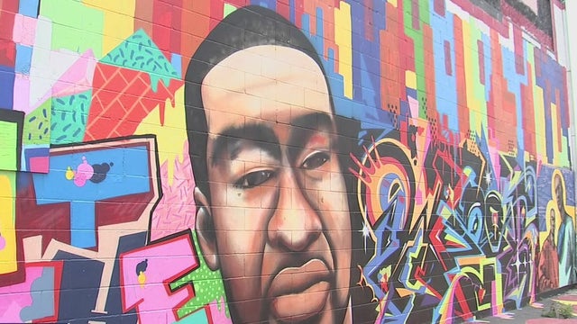 George Floyd mural defaced with racial slur two days after Chauvin's murder conviction