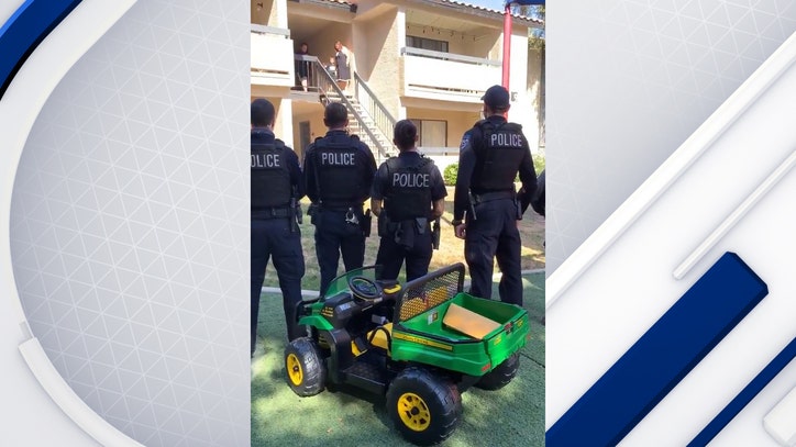 Tempe police officers surprise boy with new toy gator tractor after his old one was stolen - Vimarsana News