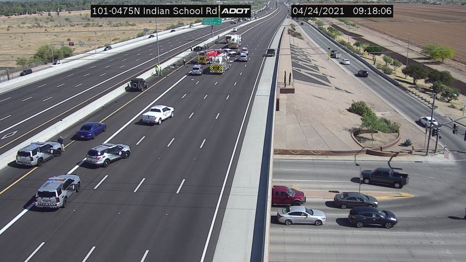 A crash on the Loop 101 near Indian School Road.