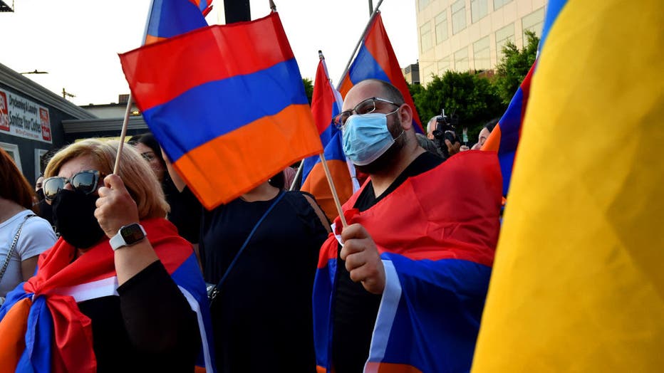 Protest outside the Azerbaijani Consulate General against Azerbaijan's aggression against Armenia and Artsakh by the Armenian Youth Federation.