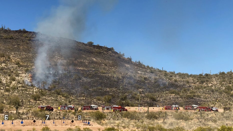 Brush fire at Ben Avery range