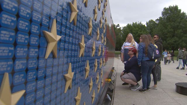 US flag memorial displays 7000 dog tags in honor of fallen service members