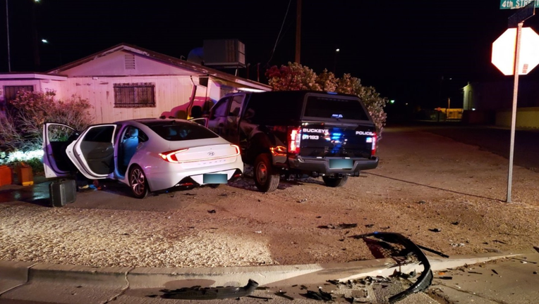 The scene of the crash that injured a Buckeye officer