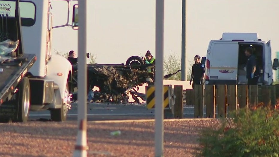 Car flipped over on Loop 101