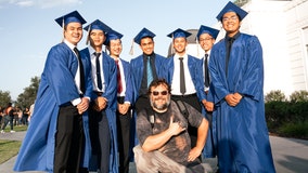 Actor Jack Black joins graduates during photoshoot