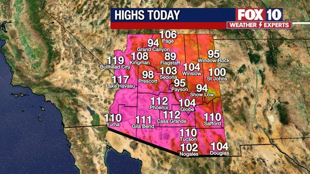 NWS: Excessive Heat Warning issued for 14 Arizona counties