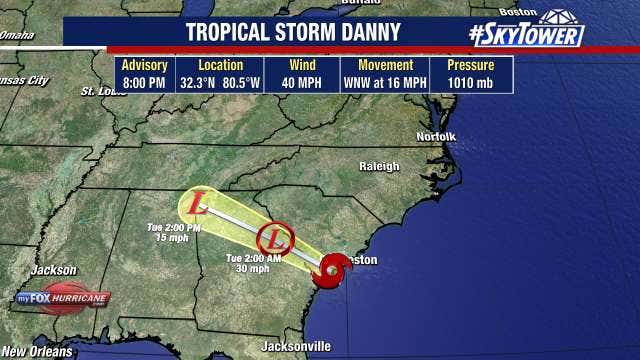Danny weakens to Tropical Depression after making landfall on South Carolina coast