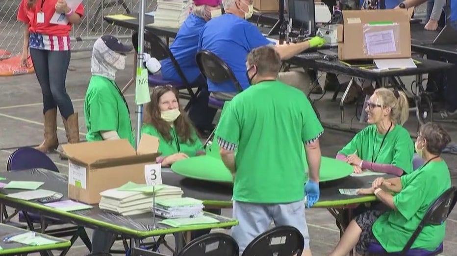 Volunteers at the Maricopa County election audit