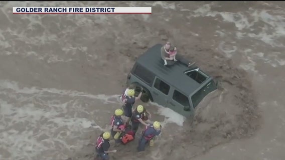 Fire crews rescue Tucson family during monsoon storm