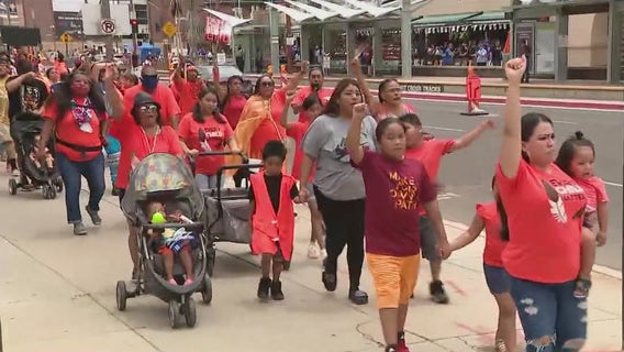 Native activists call for awareness to abuses at Native boarding schools during Downtown Phoenix event