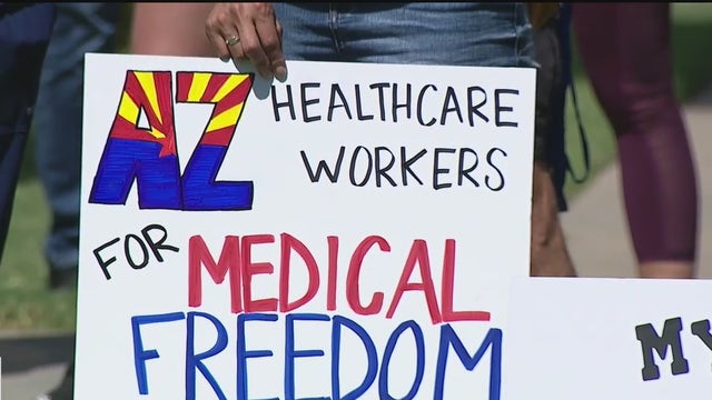 Arizona health care workers protest against mandatory COVID-19 vaccinations