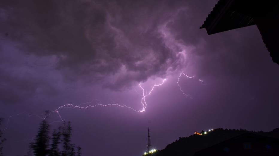 Lightning strikes during a thunderstorm in Srinagar