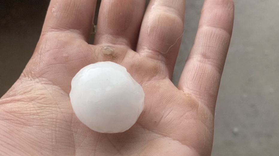 Hail in Lakeside, Arizona. Photo by Kasey Kelley