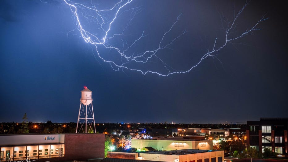 Downtown Gilbert during a July 10 monsoon. Photo by James Keeling