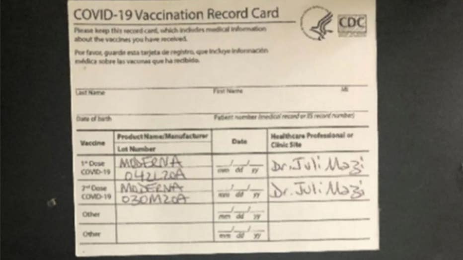 fake covid vaccine card made by Juli A. Mazi
