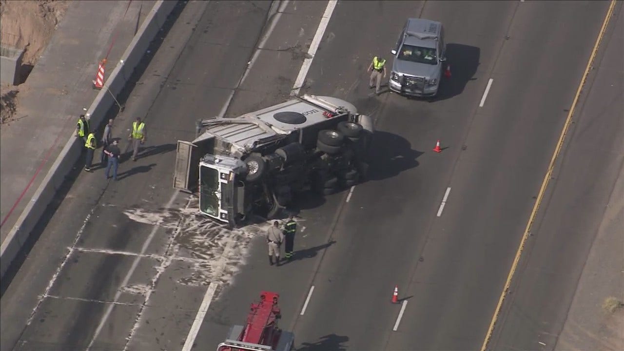 Rolled cement, garbage trucks block traffic on Phoenix-area freeways ...