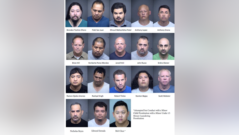 18 men were arrested in connection to human sex trafficking after a two-day, multi-agency operation says the Mesa Police Department