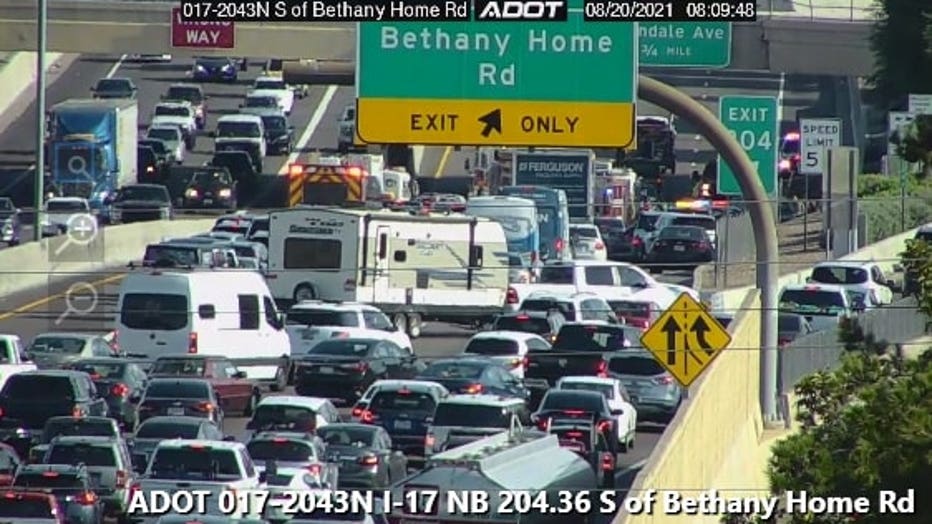 A crash on I-17 near Bethany Home Road.