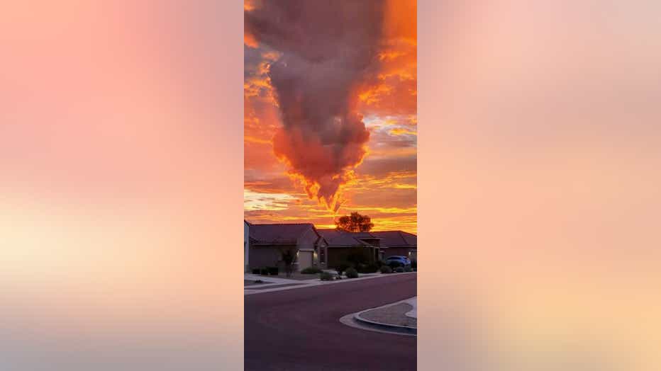 Photo of smoke coming from a large fire burning in the Coolidge area.