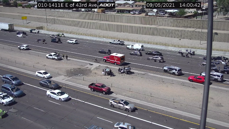 Crash on I-10 and 43rd Avenue on Sept. 5. Photo by ADOT