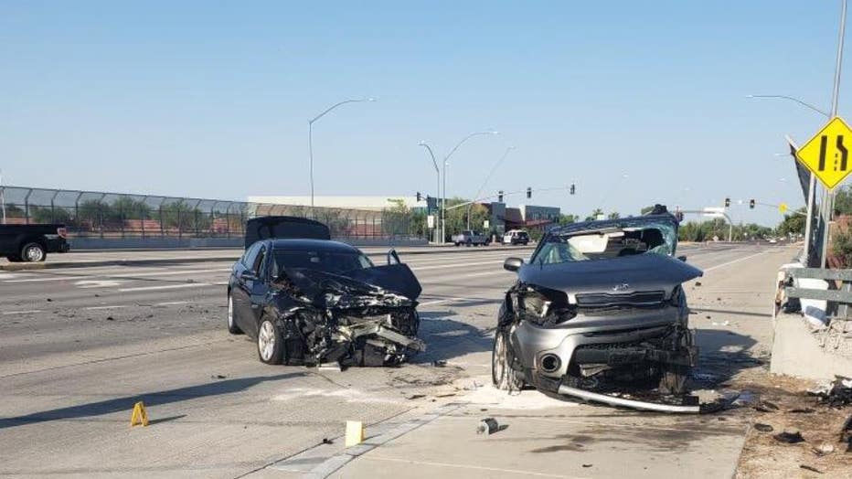 Scene of a crash in Mesa