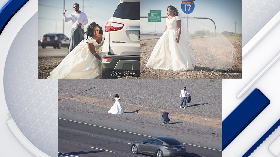 Photos from a wedding photo shoot that was captured by ADOT cameras