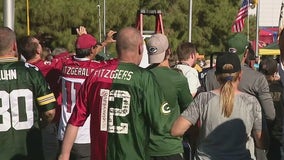 Masses of fans congregate at State Farm Stadium for Cardinals-Packers game