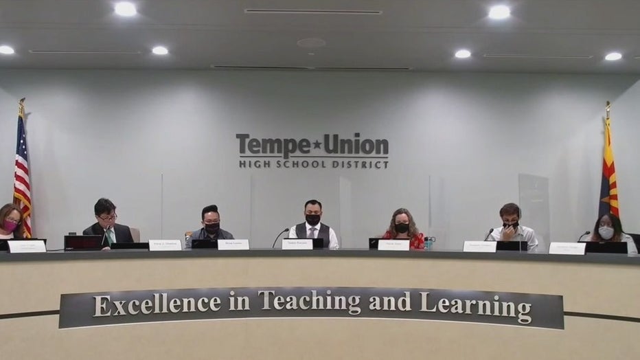 Tempe Union High School District board members on Oct. 13, 2021
