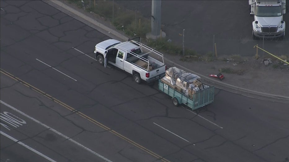 Scene of a crash involving a pedestrian in Phoenix.