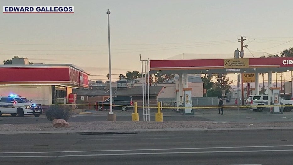 The scene of a shooting at a Circle K.