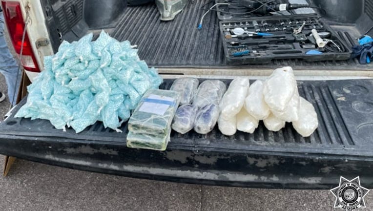 Fentanyl, meth and heroin were seized from a Dodge pickup truck after an Arizona DPS investigation.