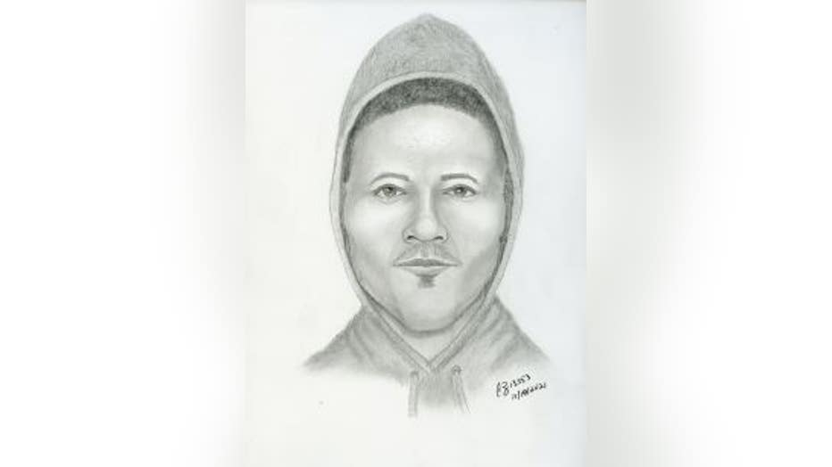 A sketch of one of the suspects in a Mesa mail carrier robbery.