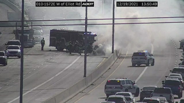 Car catches fire on I-10 near Guadalupe Road in Phoenix