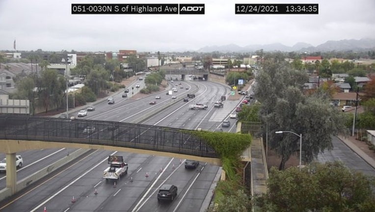 Scene of a crash involving two cars on State Route 51 in Phoenix (Courtesy: ADOT)