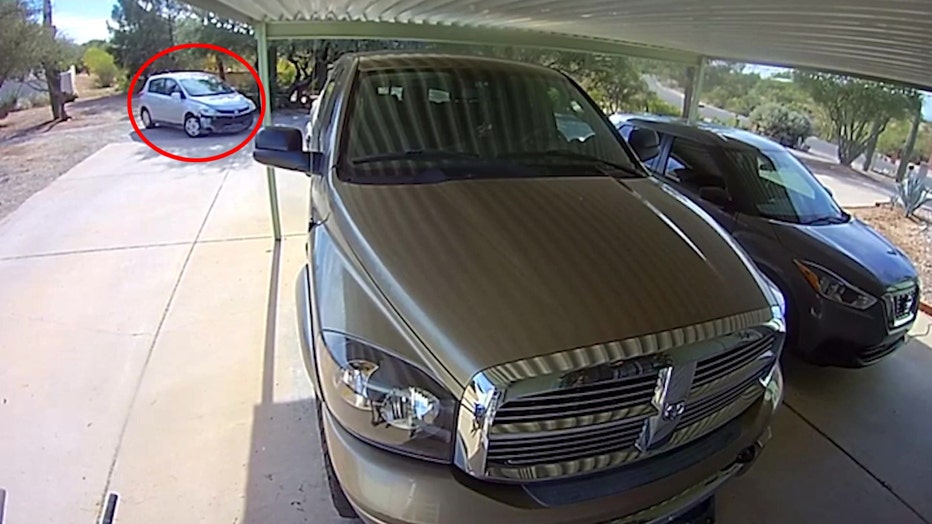 Image taken from a surveillance video footage showing the last time Samantha Schaible's car was seen in Tucson