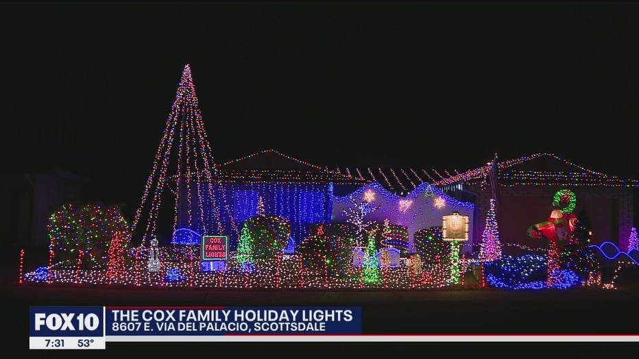 Cox family holiday lights at 8607 E. Via del Palacio, Scottsdale, AZ
