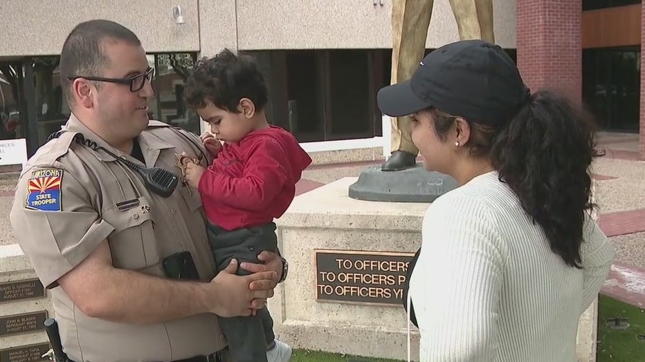 Samantha Parada and Arizona DPS trooper Christian Casillas