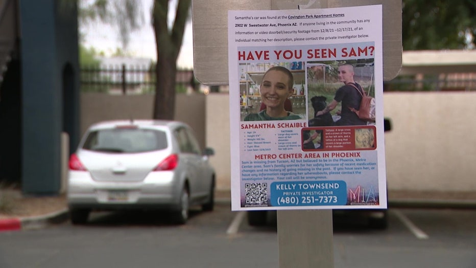 A missing person flyer for Samantha Schaible