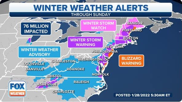 Nor'easter incoming: Blizzard Warnings issued from Maine to Virginia ahead of heavy snow, winds