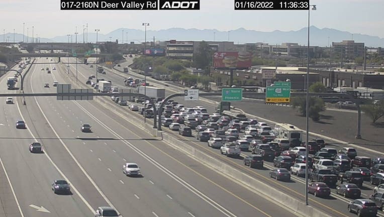 A crash on Interstate 17 at Deer Valley Road