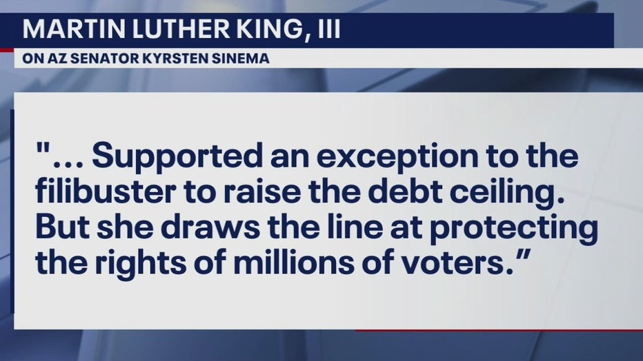 Martin Luther King II statement about Sinema