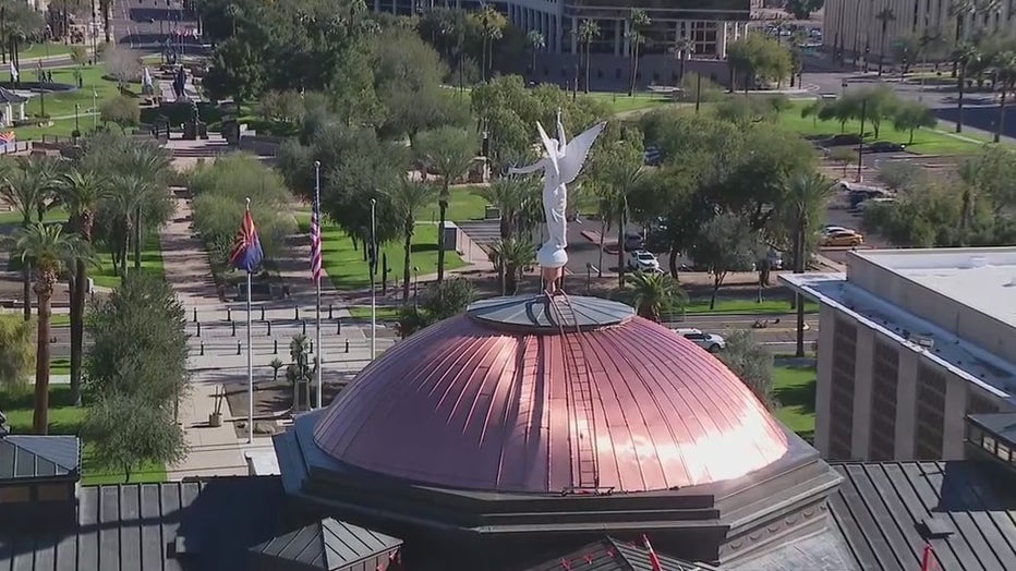 Arizona's Capitol building is now topped with a shiny new copper dome costing about $870,000. Crews made sure this dome was built to withstand wind, rain and hail.