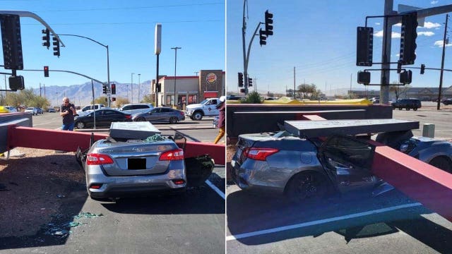 High winds knock down McDonald's sign onto car in western Arizona