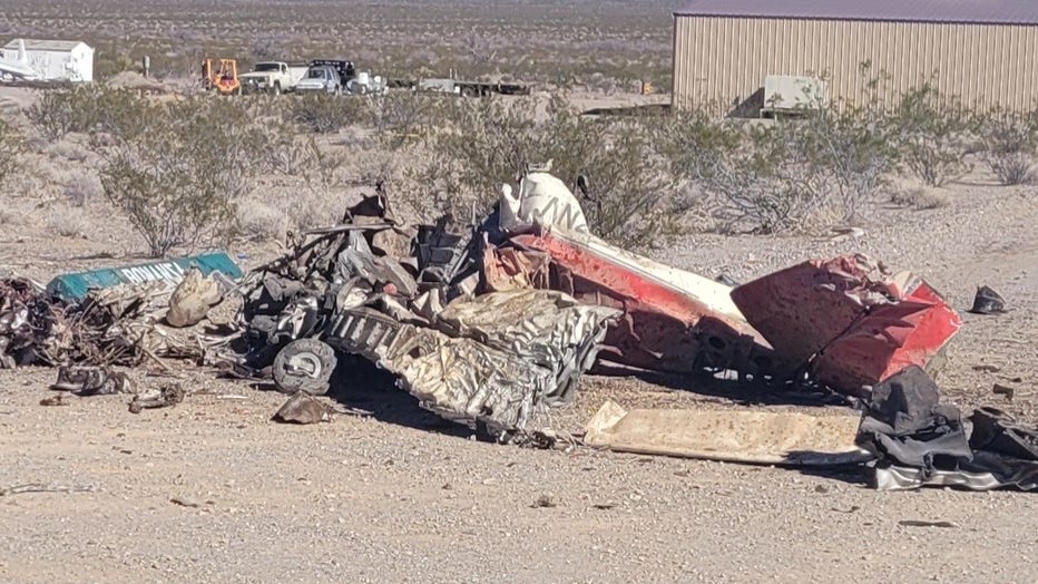 The scene of a plane crash near Highway 93 in White Hills. 