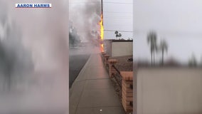 Electrical pole in Ahwatukee neighborhood catches fire during storm: 'Never seen anything like it'